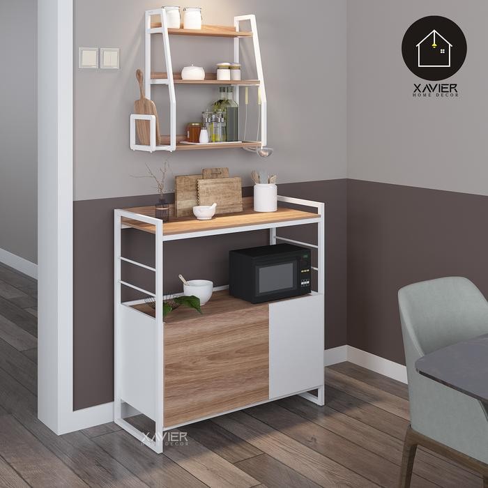 Rak Dapur Cleo / Rak Serbaguna Minimalis / Rak Dapur + Lemari Penyimpanan Xavier Home Decor Pasti