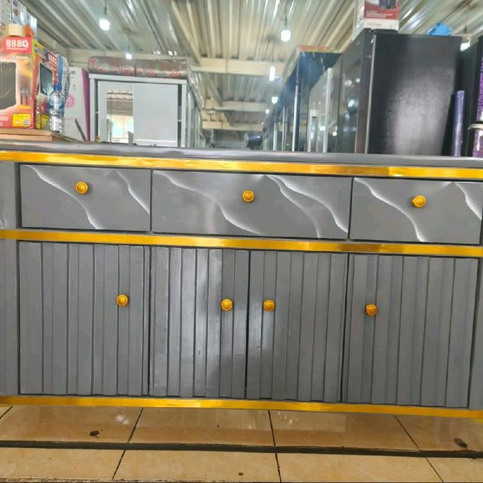 MEJA TV BUFET OVAL 160, MEJA TV CANTIK, BUFET TV MOTIF MARMER