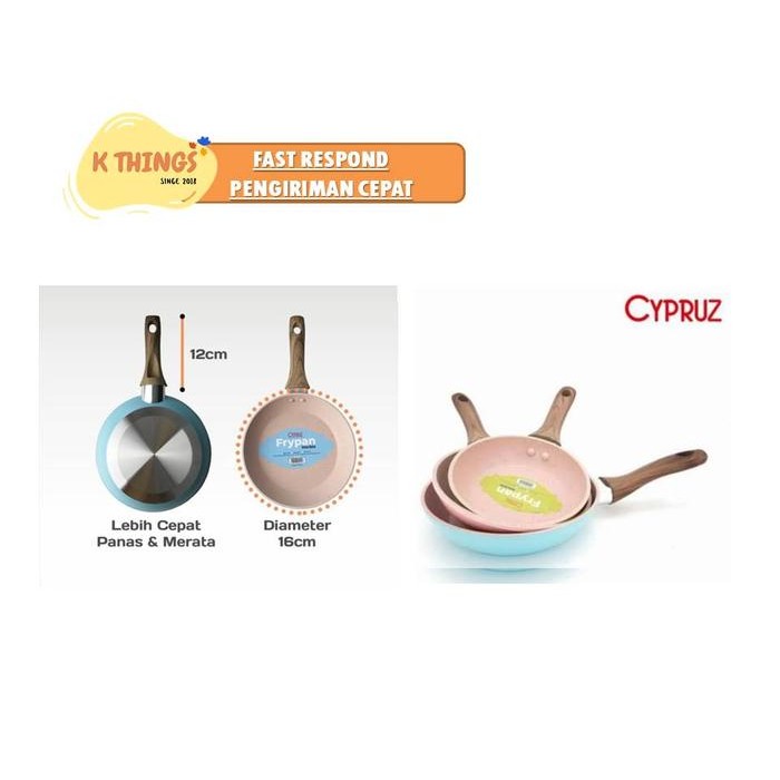 Terbaik Cyprus Mini Teflon Anti Wajan Marble Lengket 100% Ori