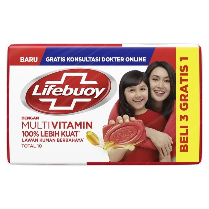 j5uc- Lifebuoy Sabun Batang Merah 100 Gr Isi 4 Pcs