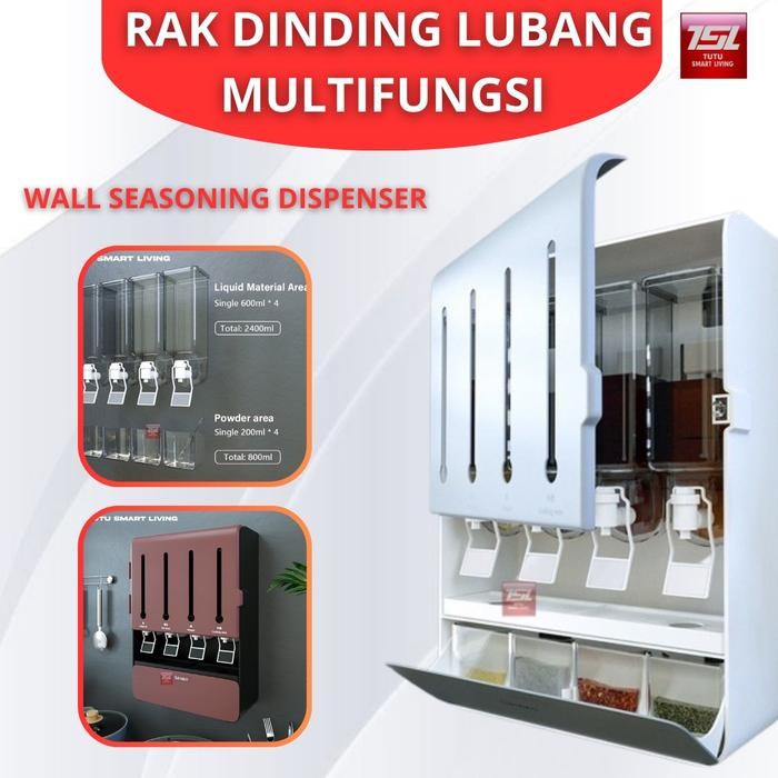 Tutu Tempat Rak Bumbu Dapur Gantung / Dispenser Kotak Bumbu Dapur Tempel Dinding Minyak Saus Kecap