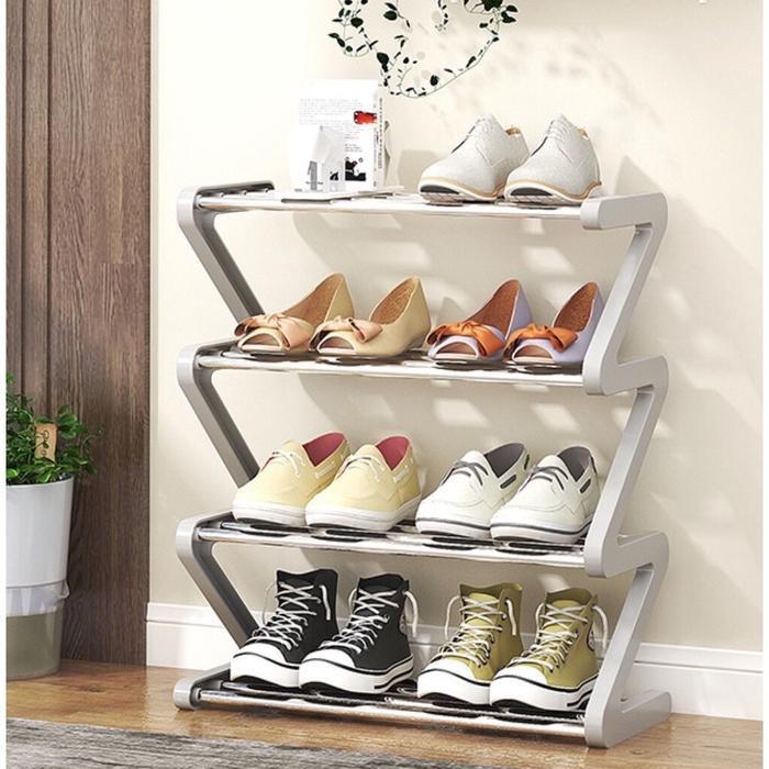 ASLI Z SHAPE SHOE RACK / RAK SEPATU 4 SUSUN / RAK L SEPATU ZIGZAG READY STOCK