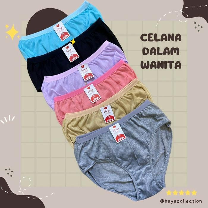 yrka- 12 Pcs Cd Celana Dalam Wanita Remaja Dewasa Haya / Cd Wanita Katun Lembut Polos