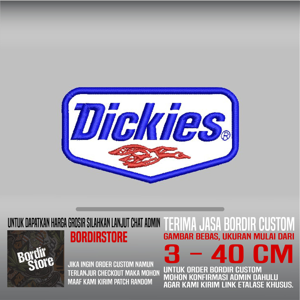 DICKIES KUDA BIRU MERAH PUTIH BS-649 PATCH BORDIR LOGO/EMBLEM