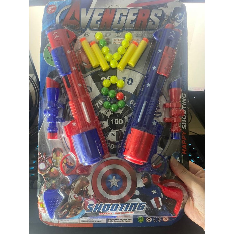 STOK TERBATAS  MAINAN ANAK PISTOL PELURU NERF DAN PELURU BOLA CAPTAIN AMERICA 1 SET TERJANGKAU