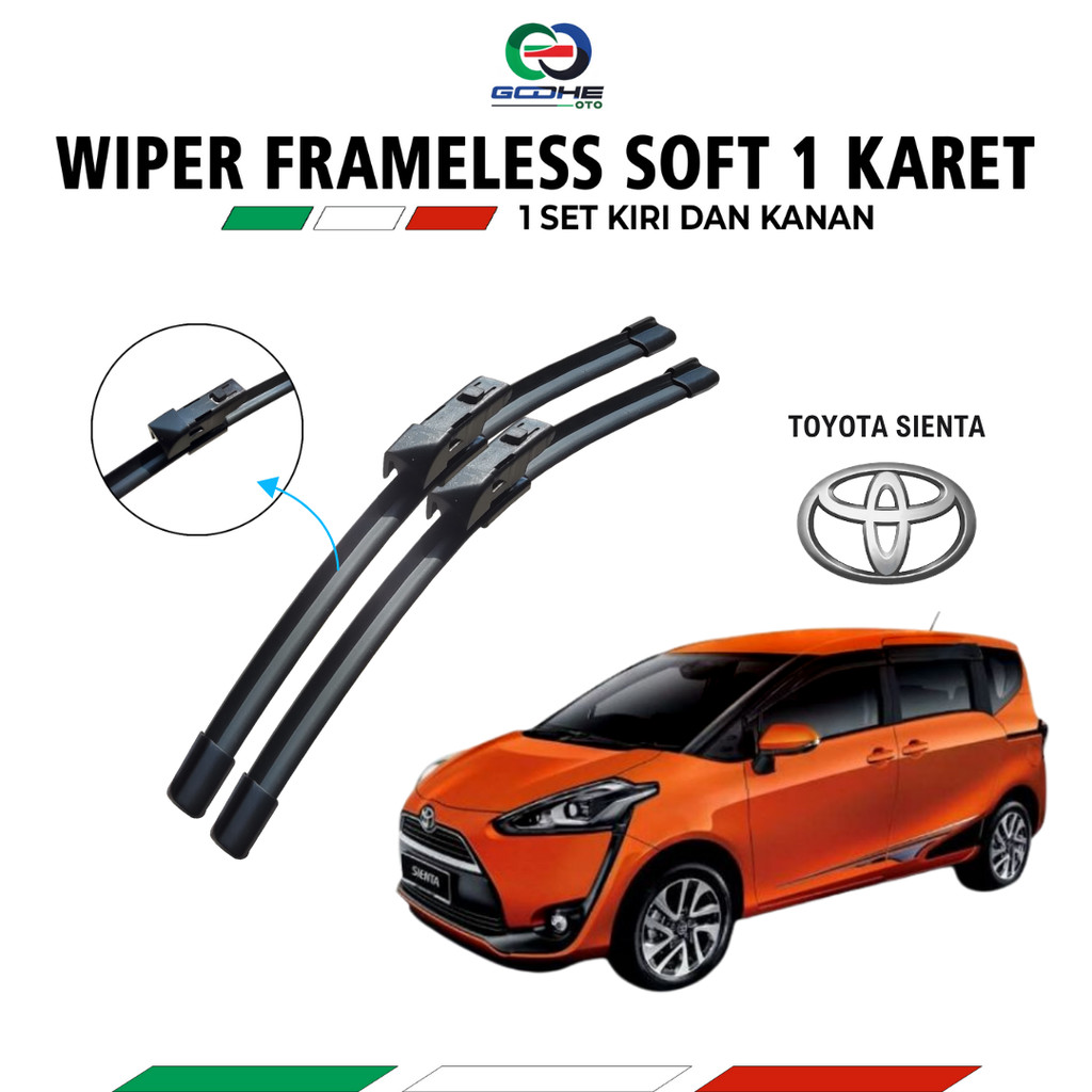 Wiper Blade Toyota Sienta Frameless Pembersih Kaca Depan Mobil 1 Set Kiri dan Kanan
