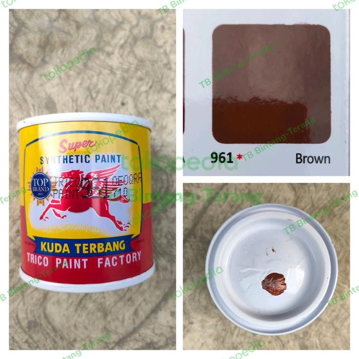 CAT KUDA TERBANG 100 ML BROWN 961 CAT MINYAK BESI KAYU COKLAT TUA