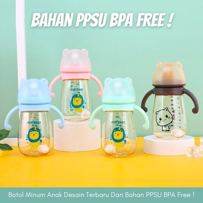 SALE Botol Minum Anak/Botol 2 IN 1 Dot dan sedotan/Karakter rabbit Bear Tutup Clip/botol Kartun