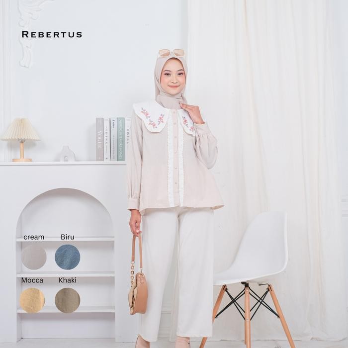 Blouse Wanita Renda Motif Bunga Rebertus Rebecca