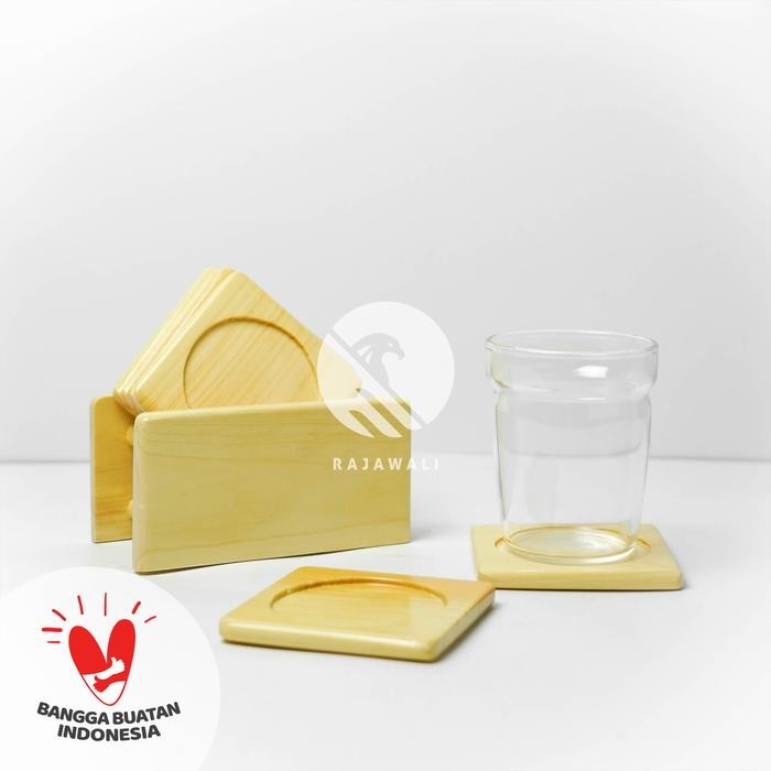 Coaster / Tatakan Gelas Kayu Pinus 1 Set