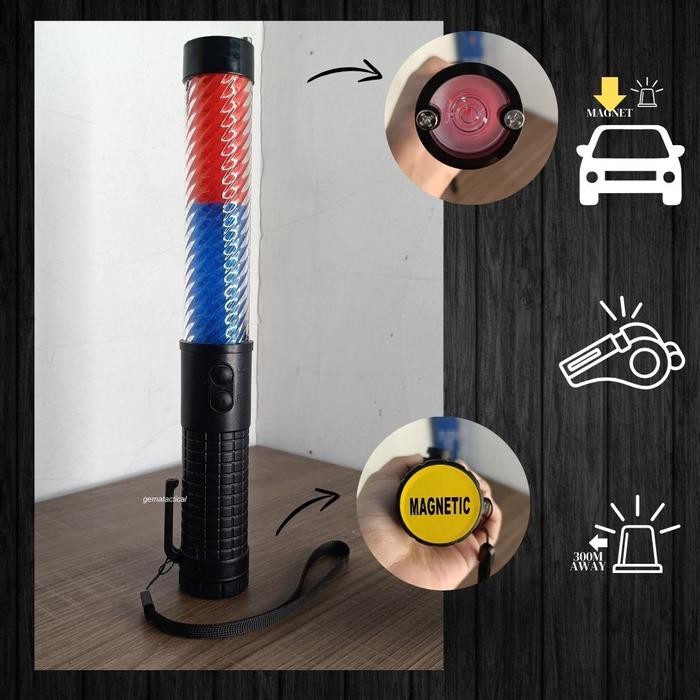 Senter Lalu Lintas Lampu Lalin Senter Parkir + Pluit Peluit Suara / Lampu lalu lintas Biru Merah /