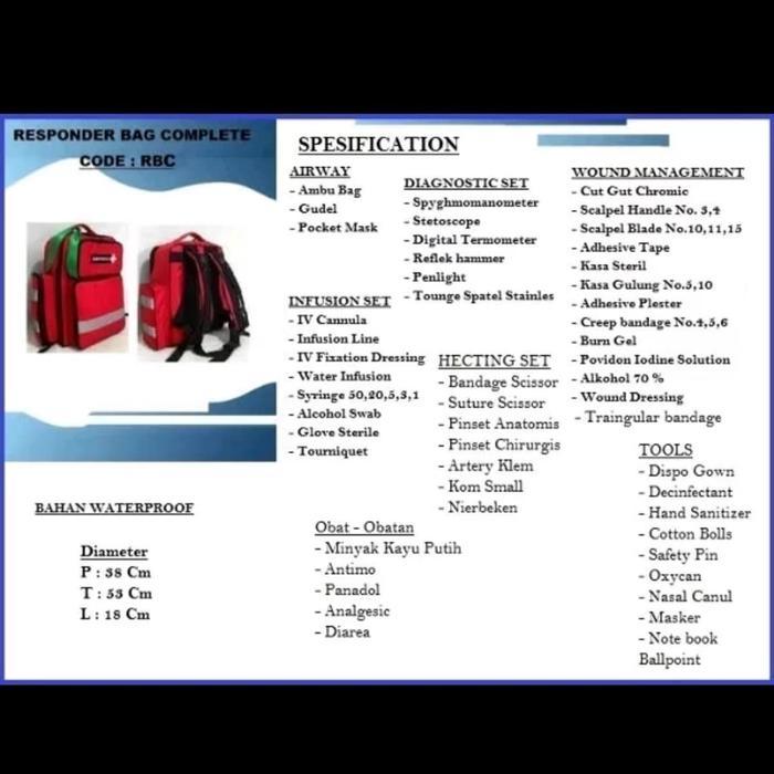 Tas Emergency Kit ( Emergency First Aid Kit ) Responder Bag Plus Isi