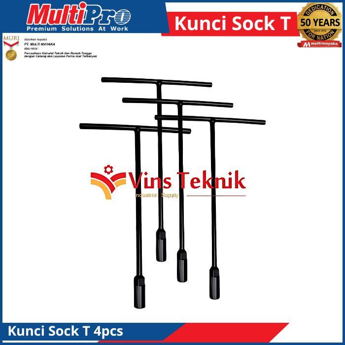 MULTIPRO Paket Kunci T Set Panjang Kunci Shock T Socket T 4 Pcs 8-14mm