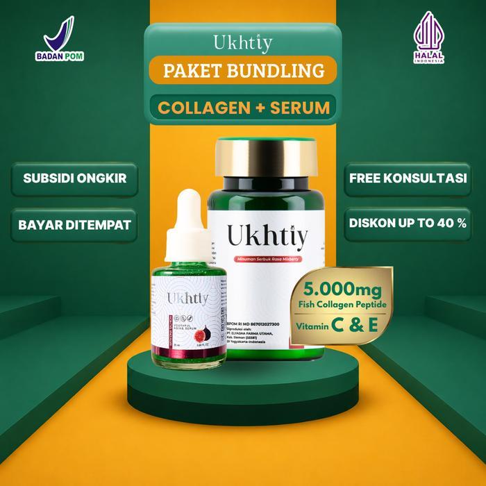 READY Terlaris [BUNDLING] Ukhtiy Collagen + Serum Wajah DNA Salmon Tetes - Suplemen Vitamin