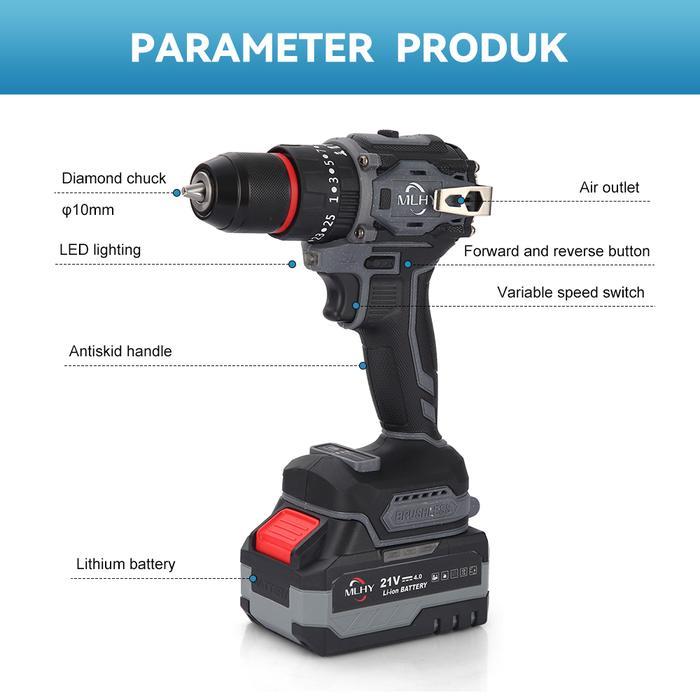 Orion Tools - Mlhy Impact Drill 48Vf 10Mm 1800 Rpm 60N.M Bor Listrik Baterai Beton Besi Kayu Garansi