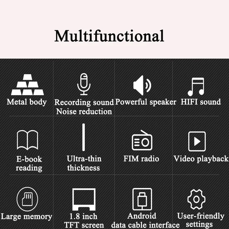 Mini MP3 Music Player High Quality Portable MP3 Radio Player Support FM Radio Video E-book With