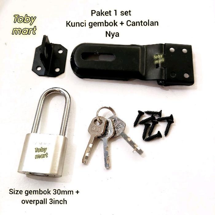 TERLARIS 1set GEMBOK KUNCI PINTU / kunci gembok pintu / Cantolan Kunci gembok tambahan pintu rumah