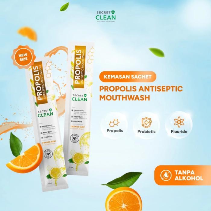 Propolis Antiseptic Mouthwash - Propolis Obat Kumur Mouthwash Secret Clean Pembersih Perontok Karang