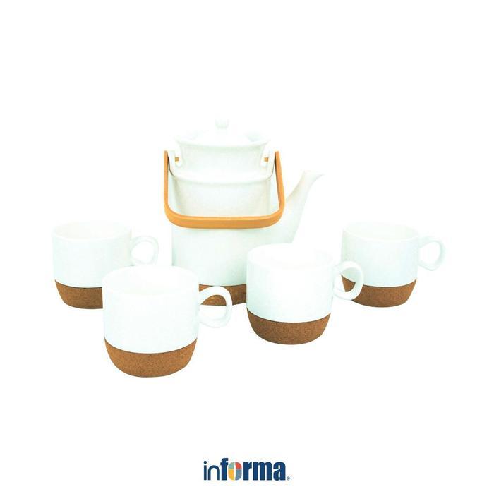 Informa Appetite Set 5 Pcs Geneva Teko Dengan Cangkir - Putih Perlengkapan Minum Sajian Teh Minuman