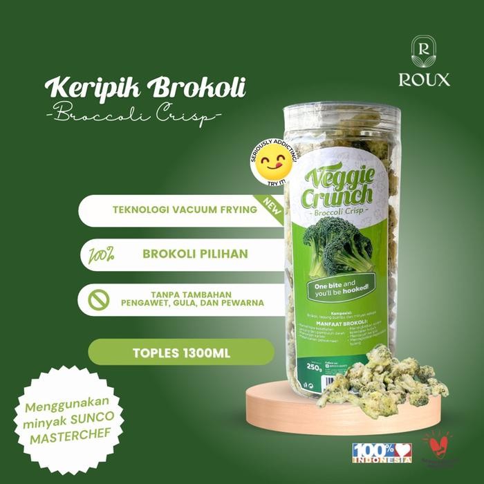 

VEGGIE CRUNCH KERIPIK SAYUR BROKOLI PREMIUM TOPLES 1300ML ENAK GURIH SEHAT HEALTHY SNACK SAYUR FOOD