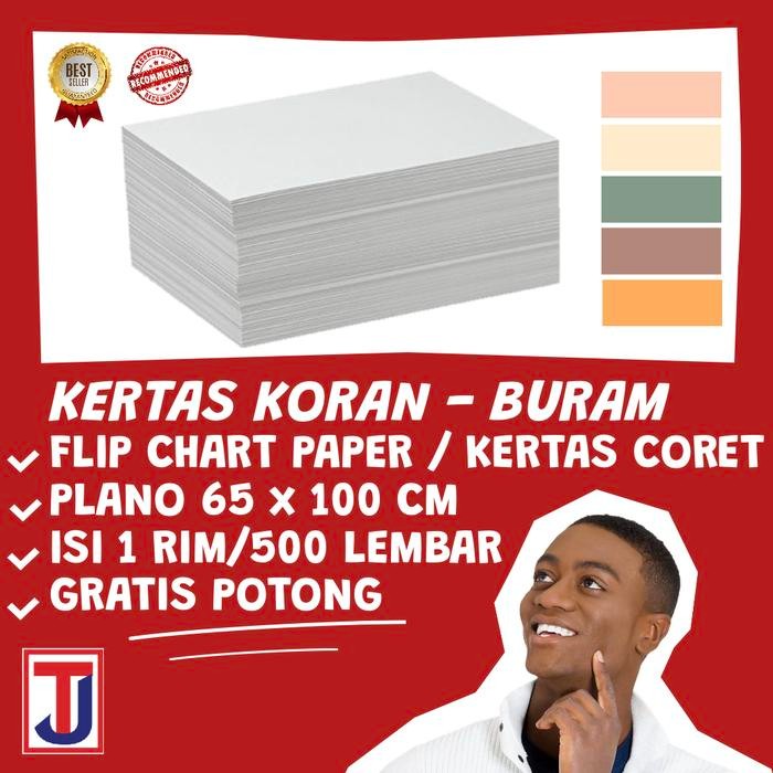 

Kertas Koran/Buram/Flip Chart Paper 65X100Cm Plano/ F4/ A4 [500Lembar]