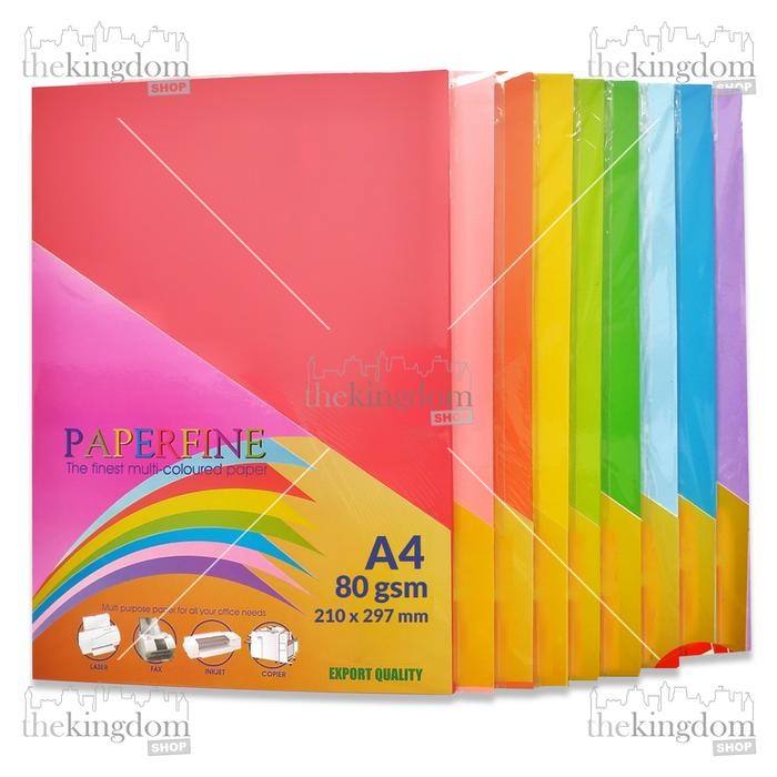 Paperfine Kertas HVS Warna A4 Isi 500 Lembar Merah Sekolah