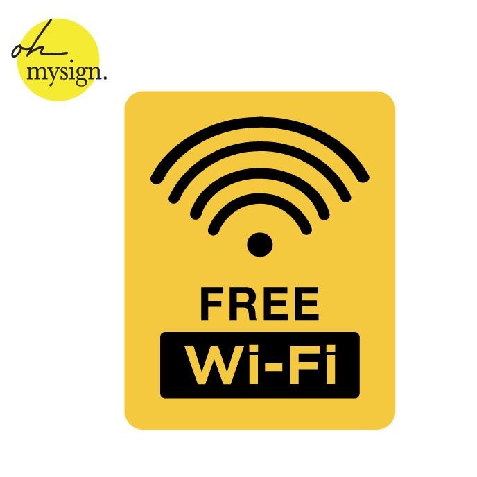 

FREE WIFI KUNING SIGN BOARD AKRILIK SIGN LABEL WIFI