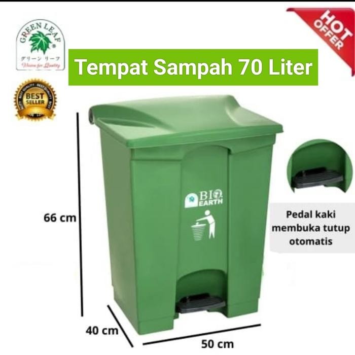 Tempat Sampah injak segi 70 Liter 2170 Green leaf/Tong Sampah injak