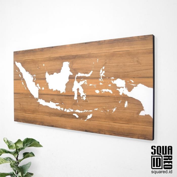 Hiasan dinding poster kayu - Peta Indonesia 120cm