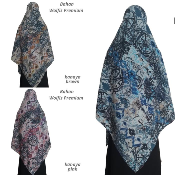 ORIGINAL khimar hijab segi empat motif wolfis syari uk 150x150 honi hijab READY STOCK