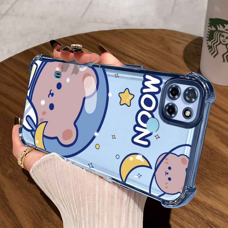 Casing Hp untuk Realme C21Y Realme C25Y C21 C15 Case Astronot Beruang Kecil Kasing airbag Kesing Sil