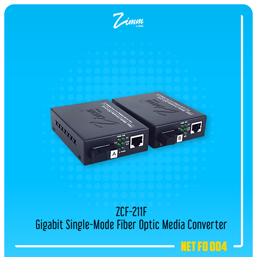 Zimmlink ZCF-211F Gigabit Single-Mode Fiber Optic Media Converter