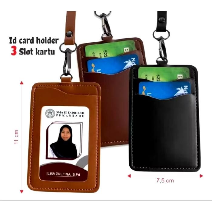 

New ID card holder Name tag Holder 3 slot kartu. ID card holder kulit sintetis