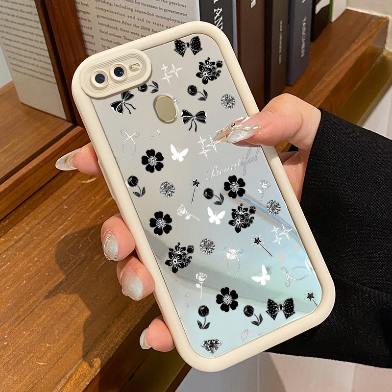 Casing Hp OPPO A7 OPPO A5s OPPO A12 OPPO A12S A11k Case Casing HP pola Bunga Hitam Kesing Kasing cer