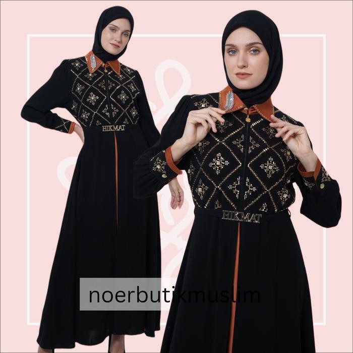 Pilihan- Hikmat Fashion Original A3829 Abaya Hikmat Terbaru 2024 Ori Noerbutikmuslim