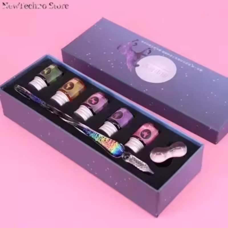 

New Glass Drip Fountain Pen Vintage Glass Dip Dipping Pen Signature Filling Ink Fountain Pens With