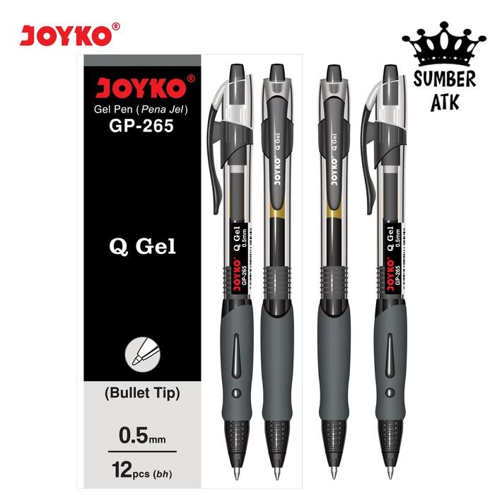 

New Gel Pen Pulpen Joyko GP-265 Black / Blue / Red Q Gel 0.5 mm 1 Lusin