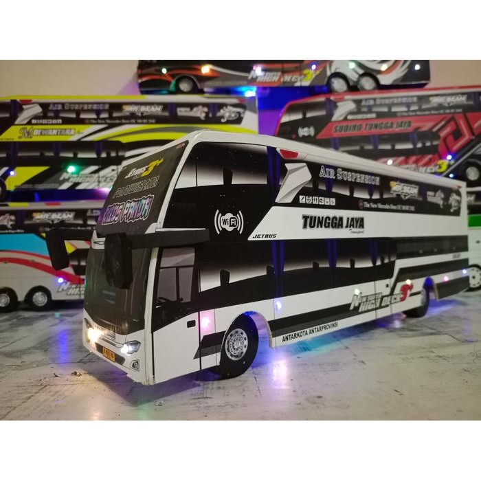 Pilihan- Miniatur Bus Bis Kidds Panda Jumbo Tunggaljaya Lampu Roda