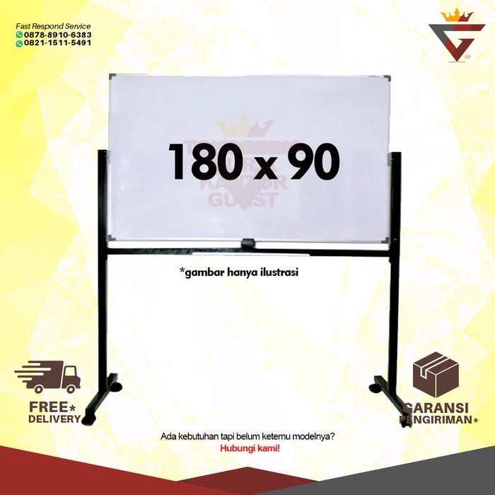 

Whiteboard 180 x 90 SAKURA Standing 2 Muka Double Face Papan Tulis