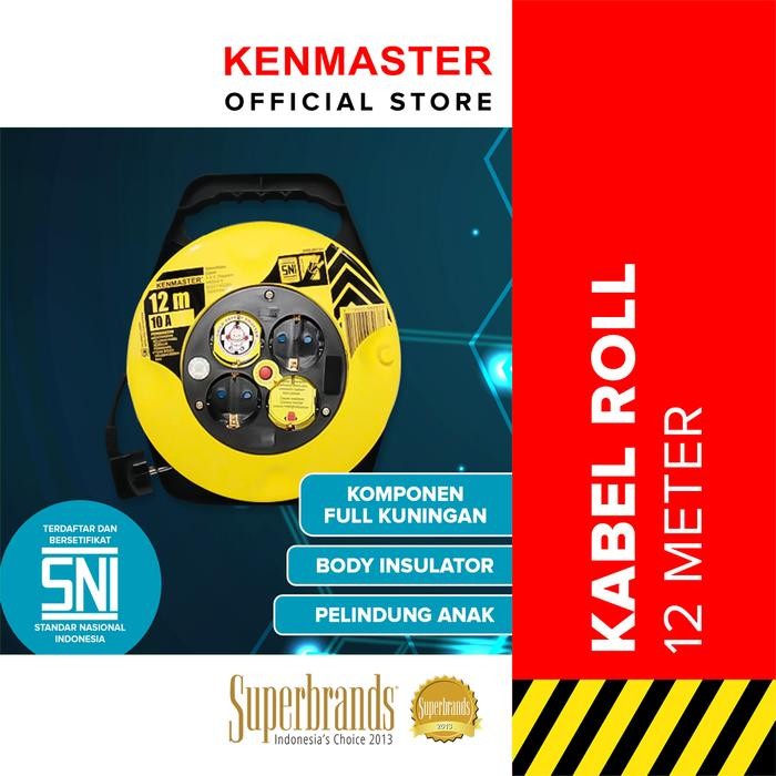 Kenmaster Kabel Roll - 12 Meter / Roll Kabel Listrik / Colokan Listrik Gulung - KBRL020