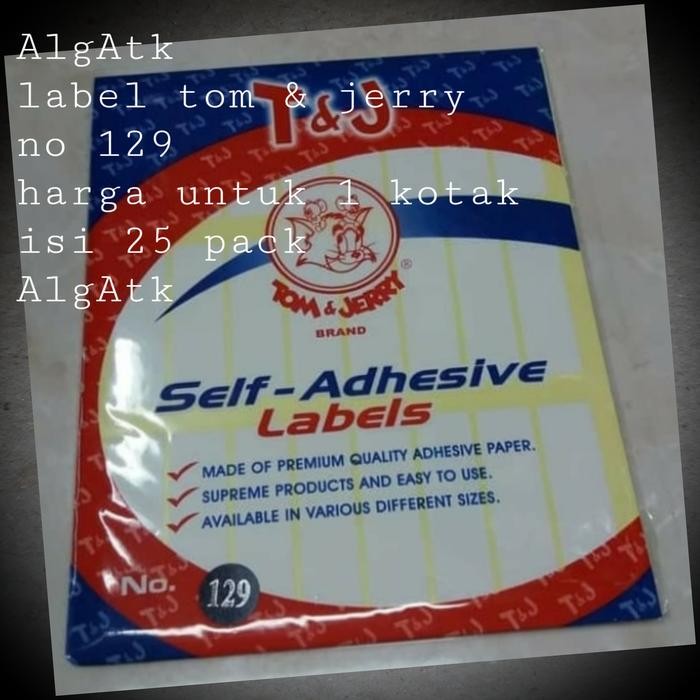 

Label Tom & Jerry No 129 Harga Untuk 1 Kotak Isi 25 Pack