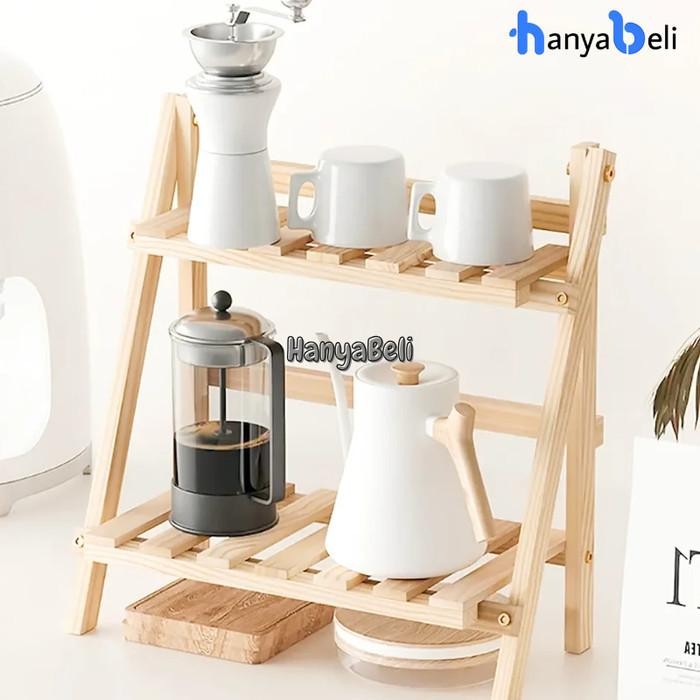 Rak Bumbu Kayu Lipat Rak Kayu Lipat Rak Pot Bunga Rak Dapur Tempat Penyimpanan Serbaguna Rak Buku