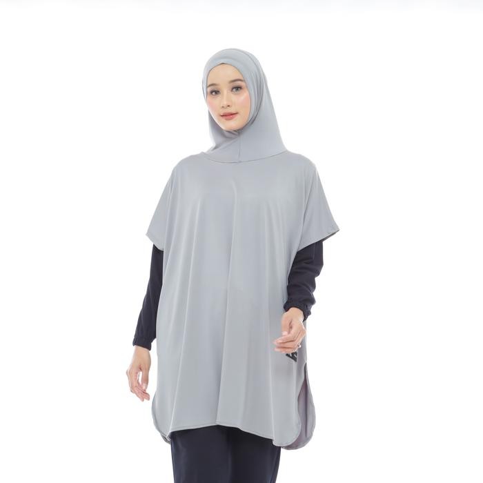 Kanzata Outer Hijab Sport Kerudung Olahraga Lari Syari Menutup Dada Sporty Hitam Panjang Muslim