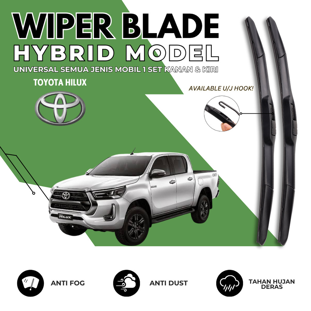 Wiper Hybrid Mobil Toyota Hilux Kaca Depan Mobil Satu Pasang Kiri Kanan