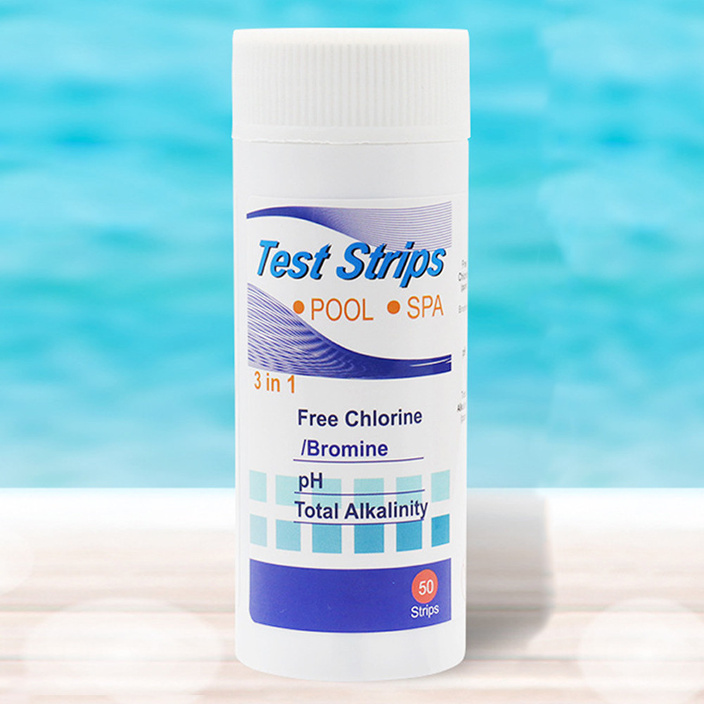 50pcs Test Strips High Precision 3-in-1 Residual Chlorine PH Value Alkalinity Test Strip Easy