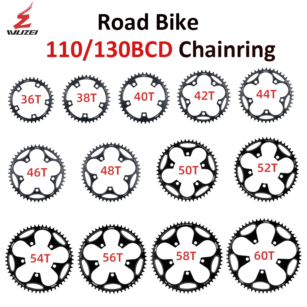 WUZEI Road Bike 110/130BCD Chainring 36/38/40/42/44/46/48/50/52/54/56/58/60T 110BCD/130BCD