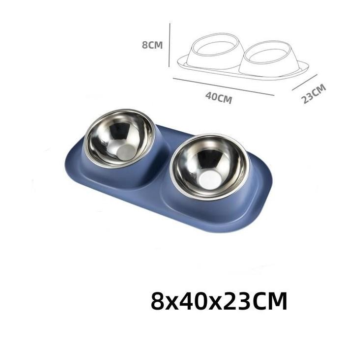 Mangkuk Kucing Stainless Steel Mangkuk Makanan Kucing Mangkuk Hewan Peliharaan Mulut Miring Lindungi