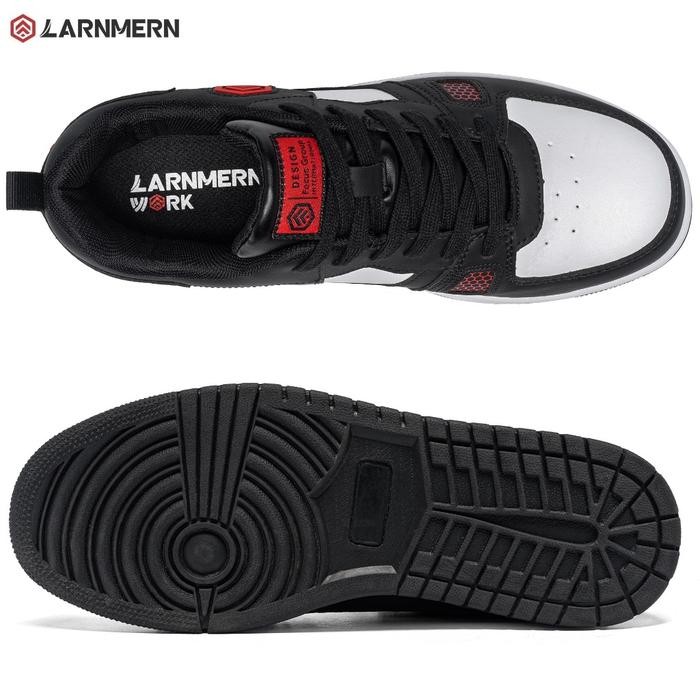 Larnmern Sepatu Safety Pria Lsc31142 Sneakers Sporty Jordan Hitam Putih Dengan Bahan Kulit Sintetis