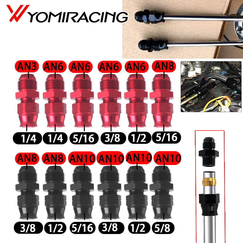 AN6 AN8 AN10 Male Flare to 5/16" 3/8" Fuel Hardline Tube Fitting Adapter Connector Alloy Black For 5