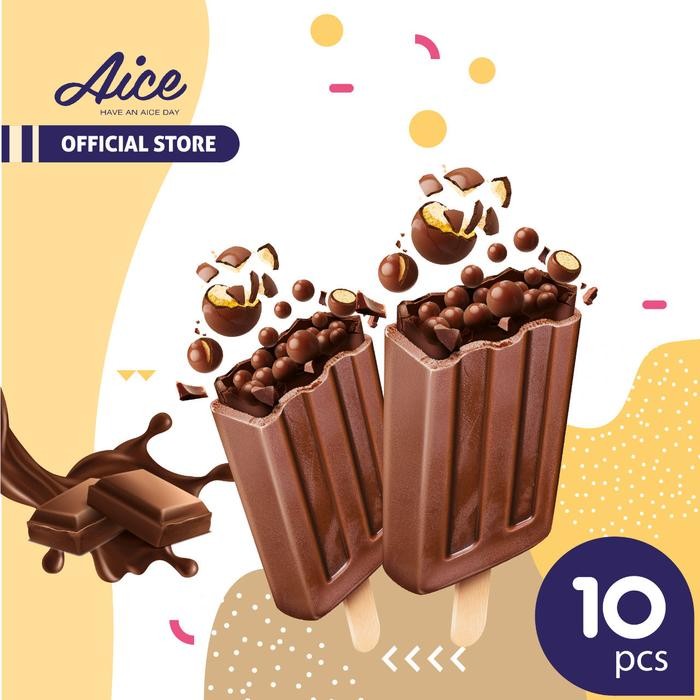 TerEnakPolll- Aice Ice Cream Crispy Balls Es Krim Chocolate Malt Dengan Isi Bola Bola Crispy Isi 10